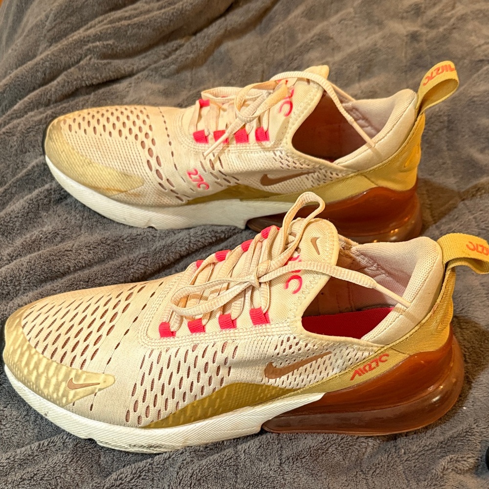 Women’s Nike Air Max Beige, orange, pink & yellow Sneakers, size 9. - Picture 2 of 7
